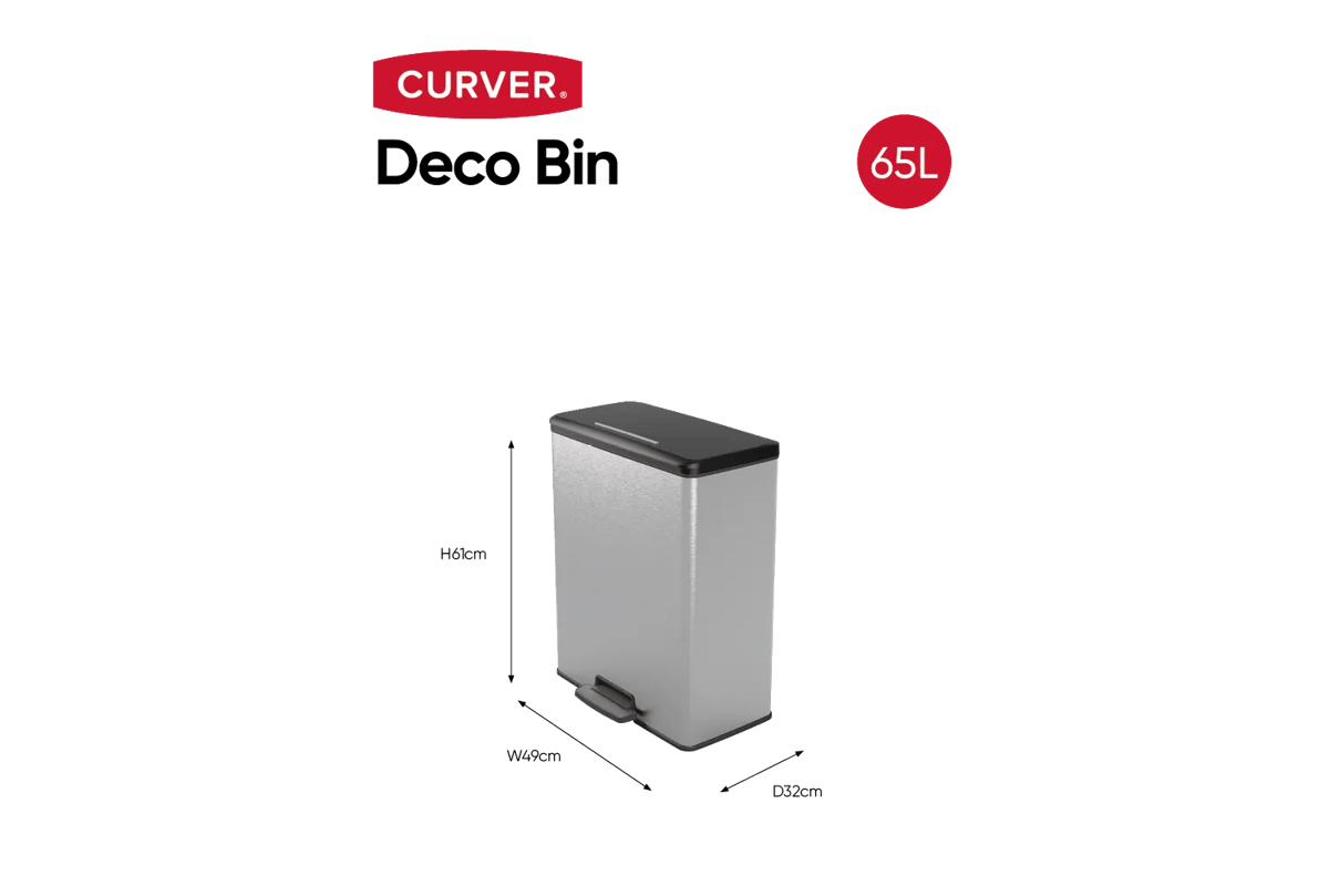 Decobin Prullenbak 65L - Zilver