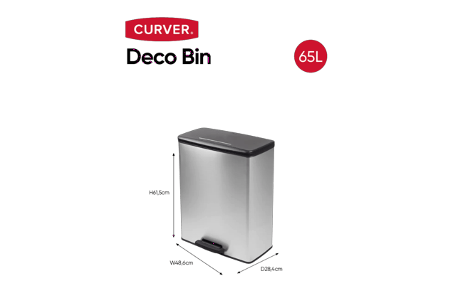 Decobin Prullenbak 65L - Zilver