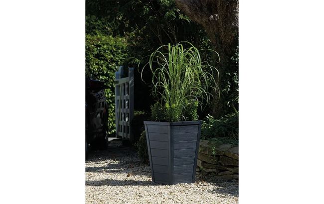 עציץ טאפר מרובע גבוה 47 ליטר - אפור כהה