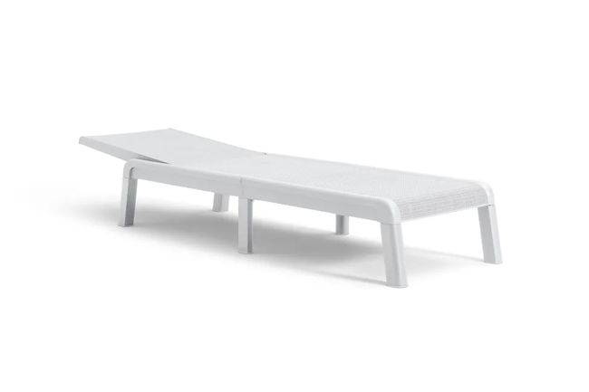 מיטת שיזוף מיורקה בטקסטורת יוטה - לבן