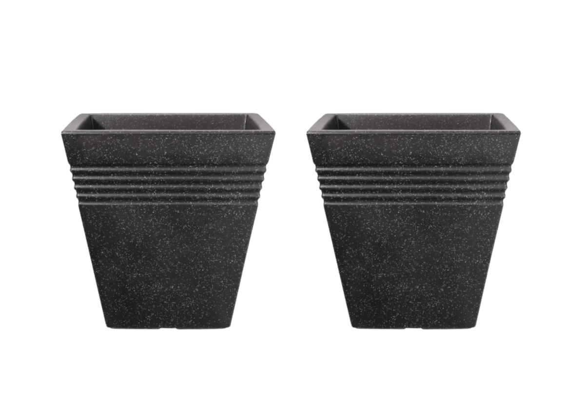 Piazza Square Planter 34cm Set of 2 - Granite