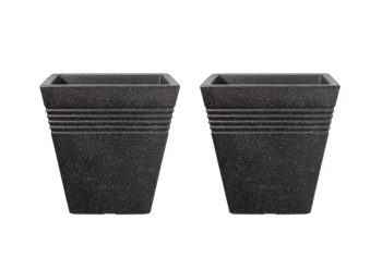 Piazza Square Planter 34cm Set of 2 - Granite - Planters