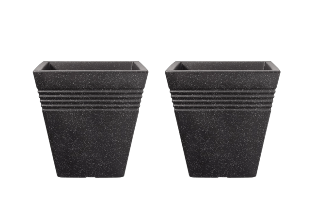 Piazza Square Planter 34cm Set of 2 - Granite