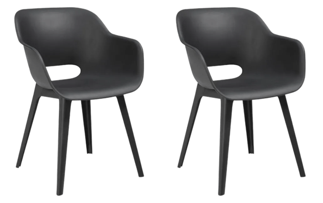 Akola Kuipstoel - set van 2 - 55x56x80cm - Antraciet