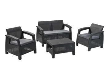 Corfu 4-Piece Patio Seating Set - Graphite - Patio Furniture Sets
