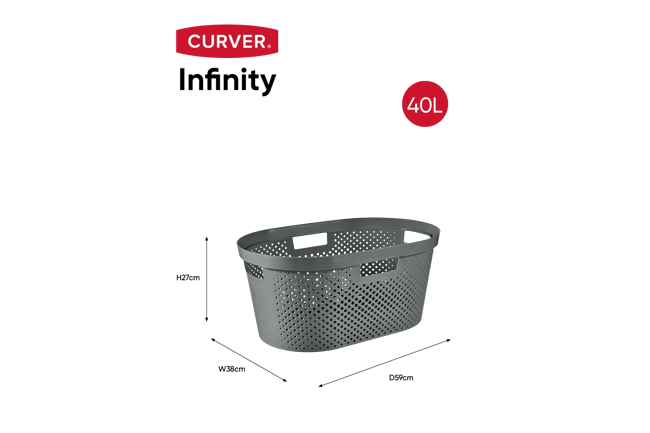 סל כביסה אינפיניטי 40 ליטר - לבן