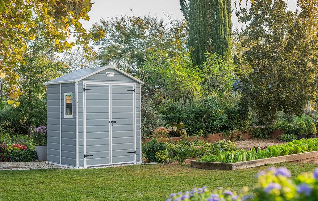 Caseta de exterior Manor 6x5 - 185x152x226 cm y 2,5m2 - Gris