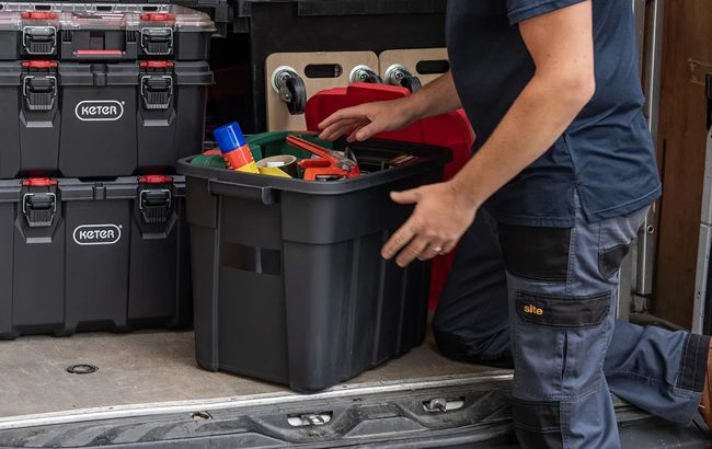 Tuff Box  68L Storage Boxes with Lid  Set of 3 - Black
