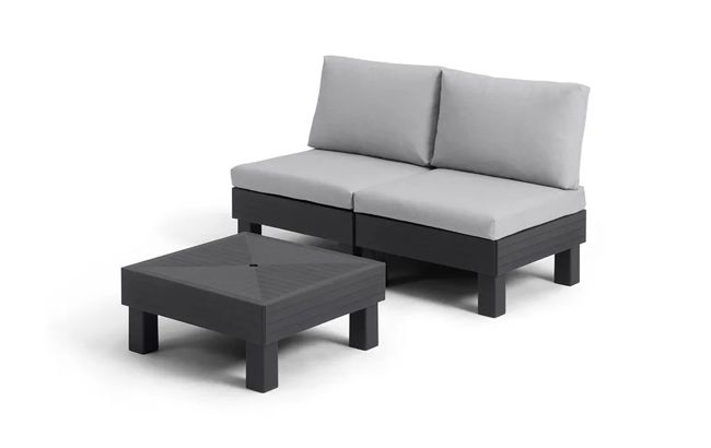 Salon de jardin Elements modulable 2 fauteuils et Table basse - Noir