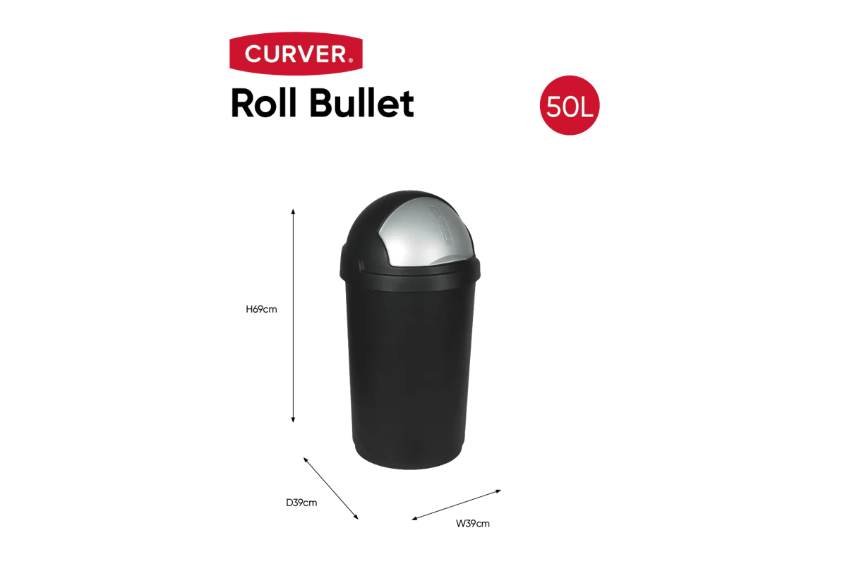Roll Bullet Prullenbak 50L - Zwart