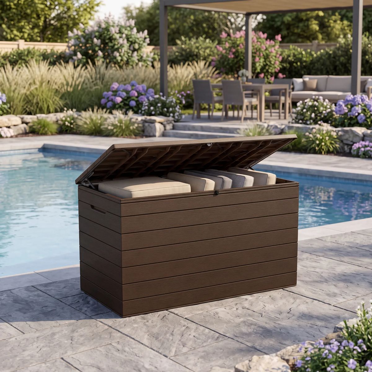 Astoria 150 Gallon Deck Box - Brown - Keter US