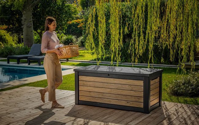 Coffre de jardin Signature 630L - Marron aspect Douglas