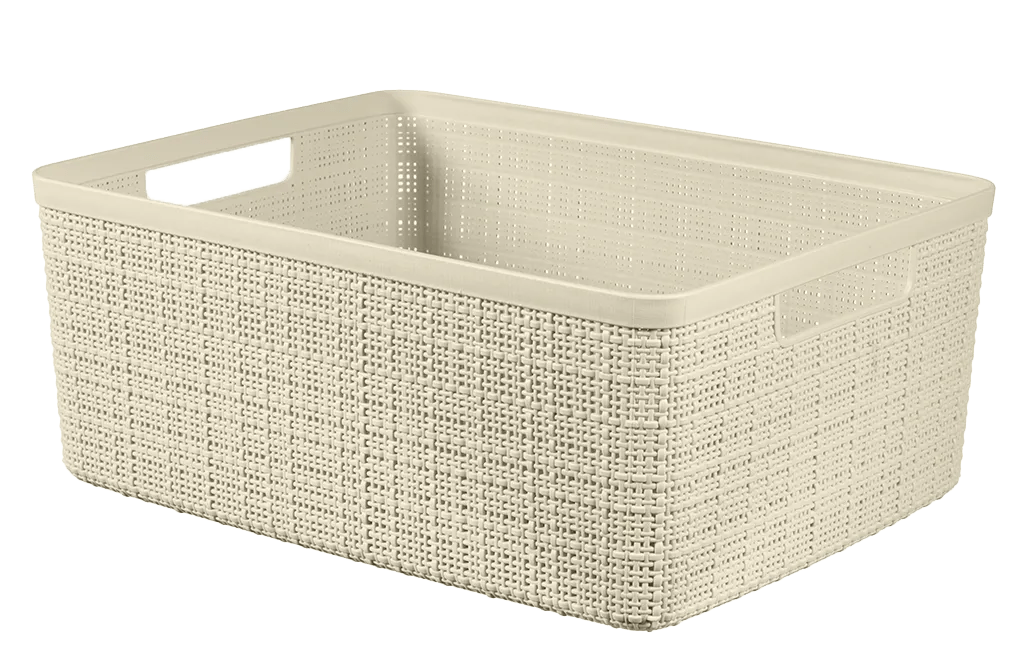 סלסלה בינונית בסגנון יוטה 12 ליטר - קרם