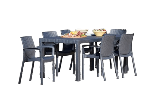 פינת אוכל באלי- שולחן ו 4 כיסאות - אפור כהה