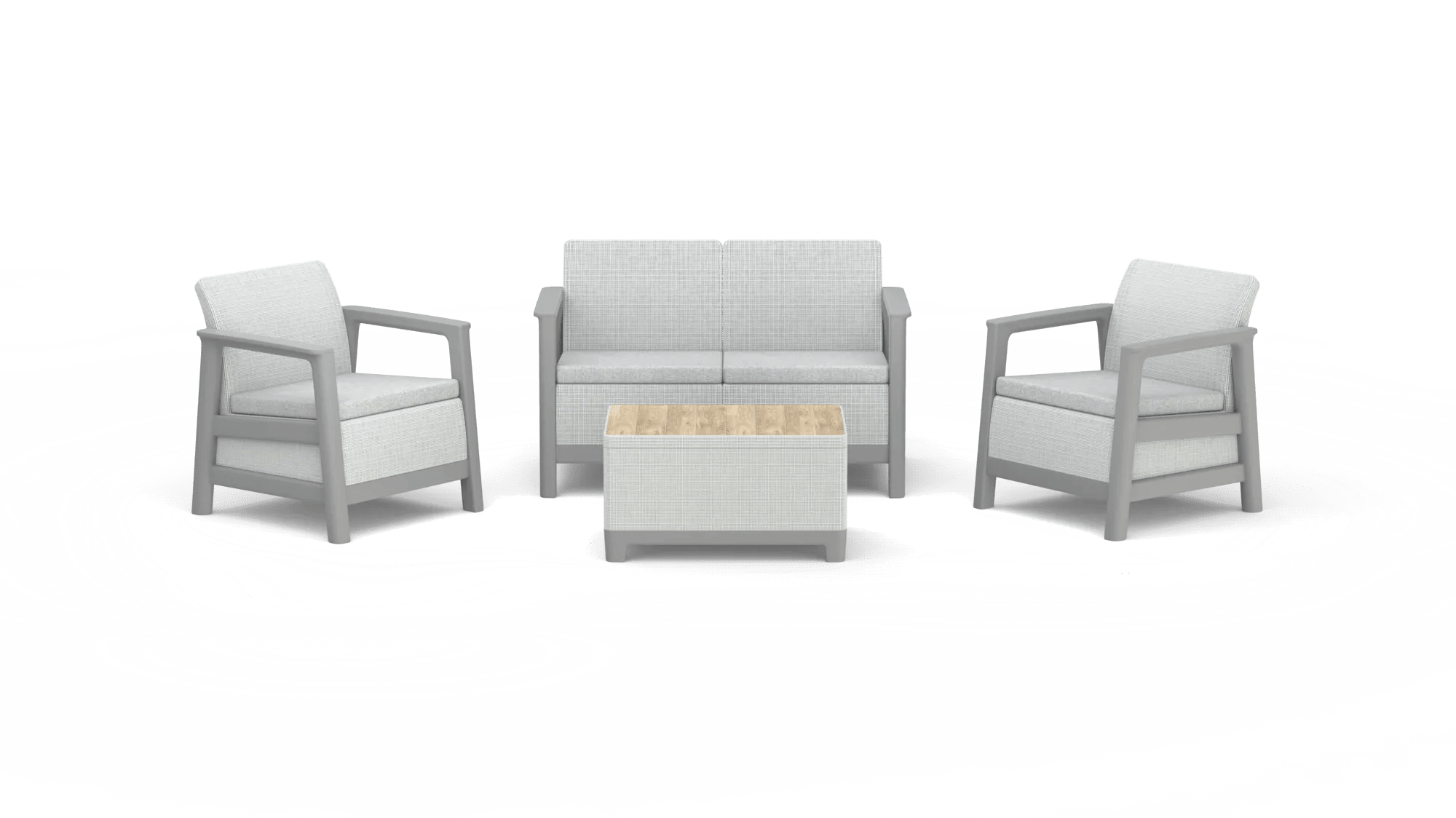 Scandi Linea 4 Seater Lounge Set with Ashwood Storage Table - Grey