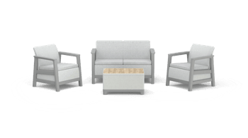 Scandi Linea 4 Seater Lounge Set with Ashwood Storage Table - Grey - Lounge Sets
