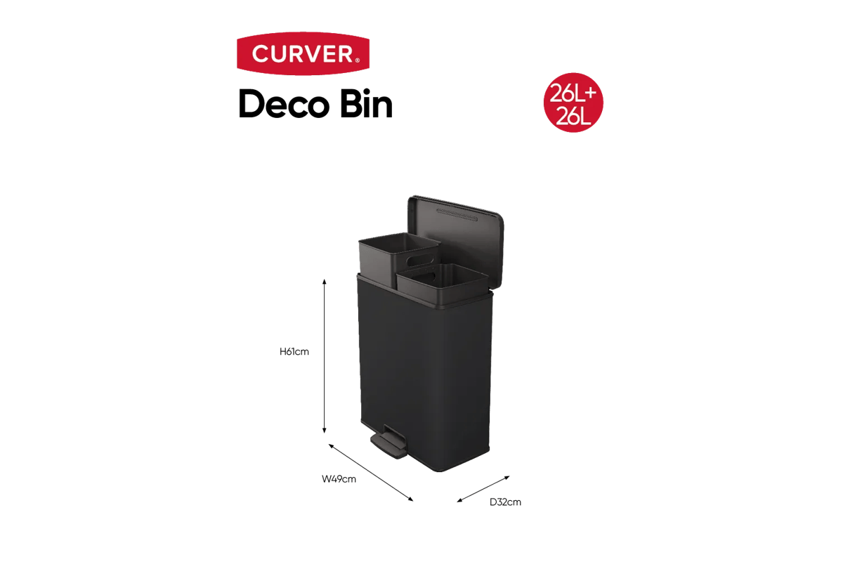 Decobin Duo Prullenbak 26L+26L - Zwart