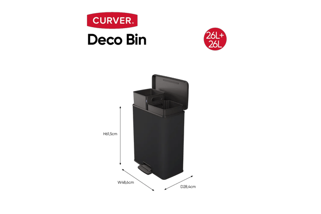 Decobin Duo Prullenbak 26L+26L - Zwart