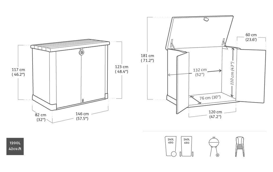 Store It Out Ace 1200L Storage Box - Graphite