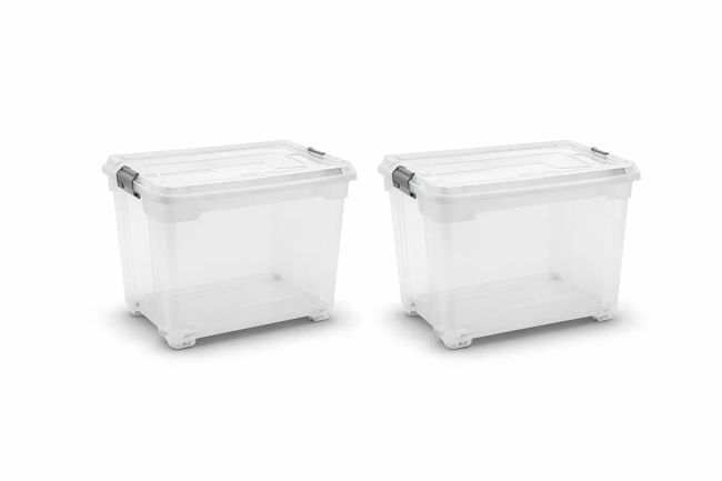 סט ארגזים נעים מובר 18L S שקוף 2x - שקוף\לבן