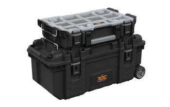 ארגז כלים נייד + ארגונית שקופה ROC - שחור - מערכת מקצועית מודולרית ROC