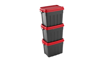 Tuff Box  68L Storage Boxes with Lid  Set of 3 - Black - Garage & Tool Storage