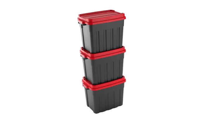 Tuff Box  68L Storage Boxes with Lid  Set of 3 - Black