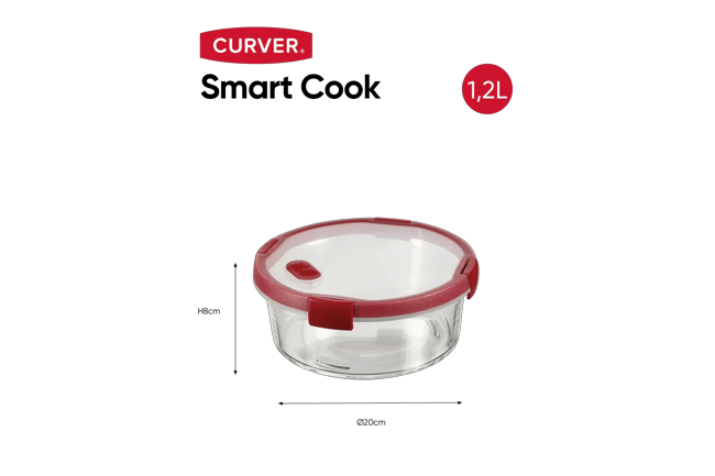Smart Cook Vershoudsdoos 1,2L - Transparant/Rood