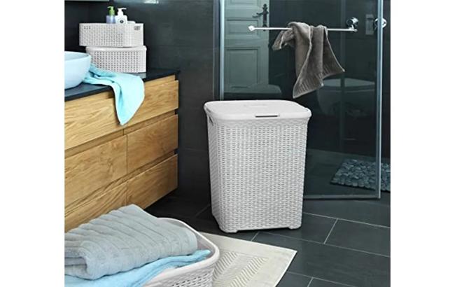 סל כביסה סטייל ראטן 60 ליטר - STYLE - לבן thumbnail