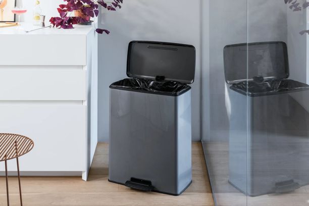 Decobin Duo Prullenbak 26L+26L - Grijs - Prullenbakken