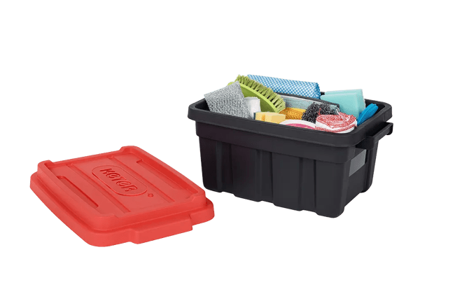 Tuff Box 37L Storage Boxes with Lid Set of 3  - Black