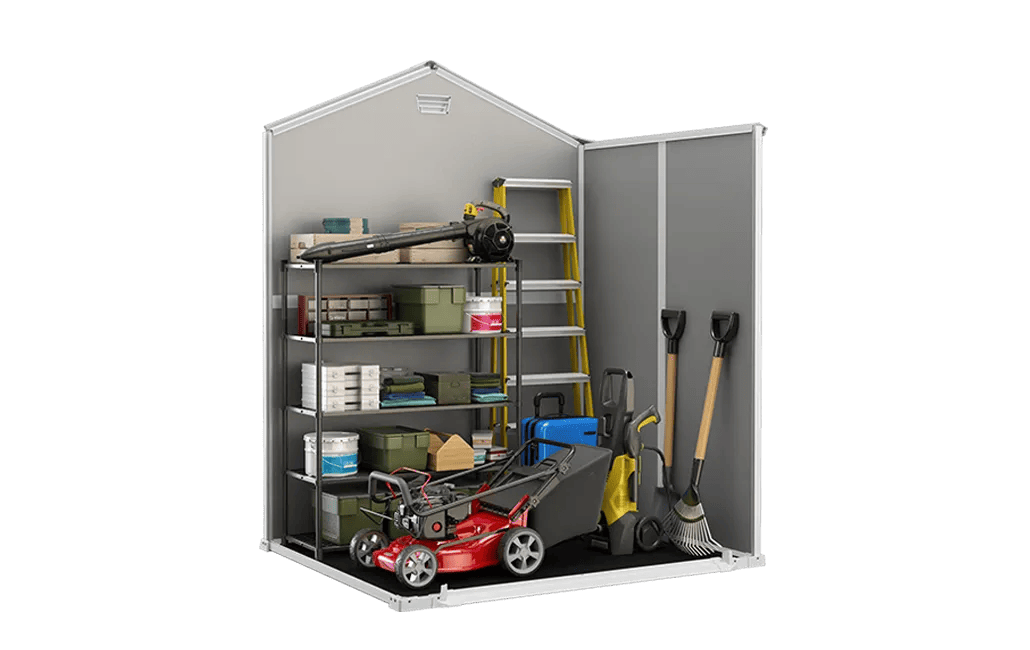 Caseta de exterior Manor 6x5 - 185x152x226 cm y 2,5m2 - Gris