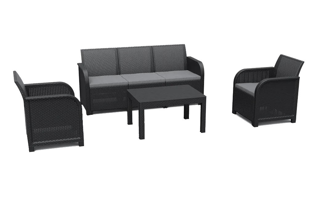 מערכת ישיבה רוסלי טריפל - ספה תלת מושבית - אפור כהה