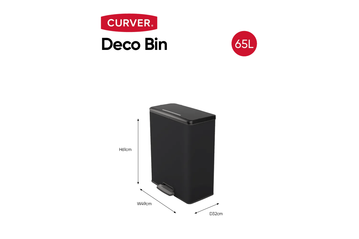Decobin Prullenbak 65L - Zwart