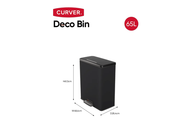 Decobin Prullenbak 65L - Zwart