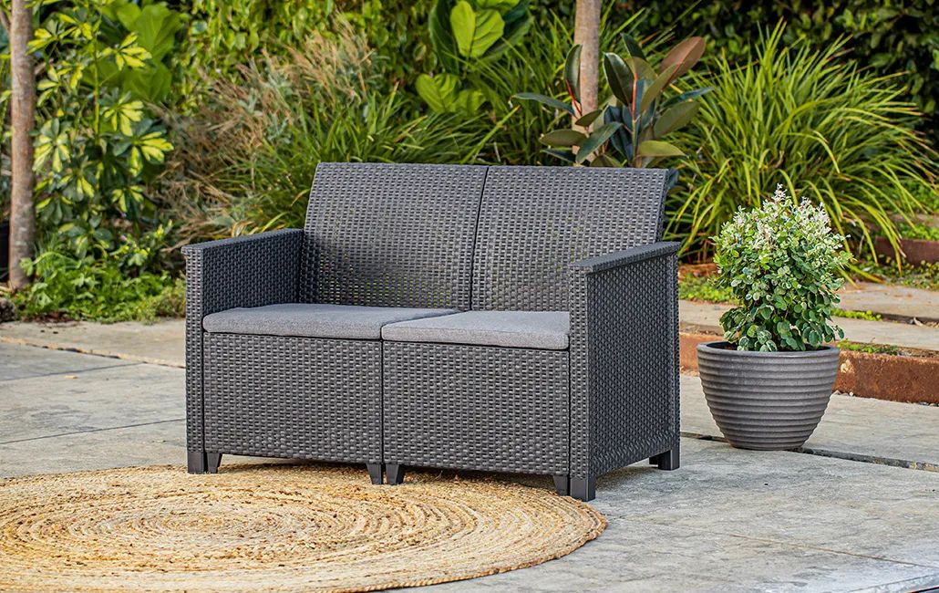 Emma 4 Seater Garden Set, With Storage Table  - Graphite