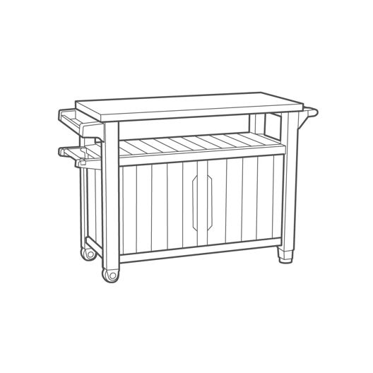 Unity XL Graphite Outdoor Kitchen Cart with Storage - Keter US