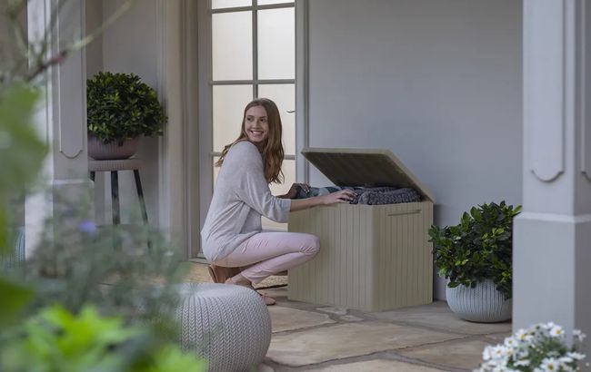 30 Gallon Storage Deck Box City Box Beige - Keter US