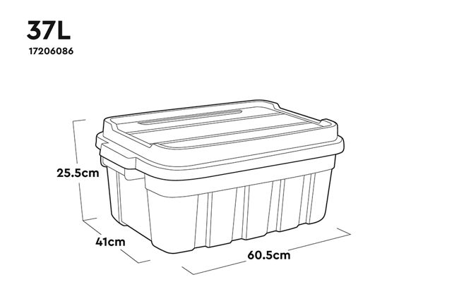 Tuff Box 37L Storage Boxes with Lid Set of 3  - Black