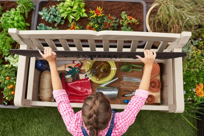 ספסל אחסון עדן 265 ליטר - בז'+חום