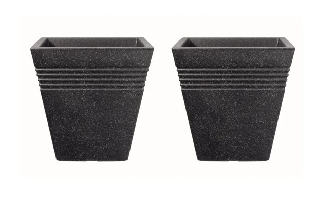 Piazza Square Planter 34cm Set of 2 - Granite