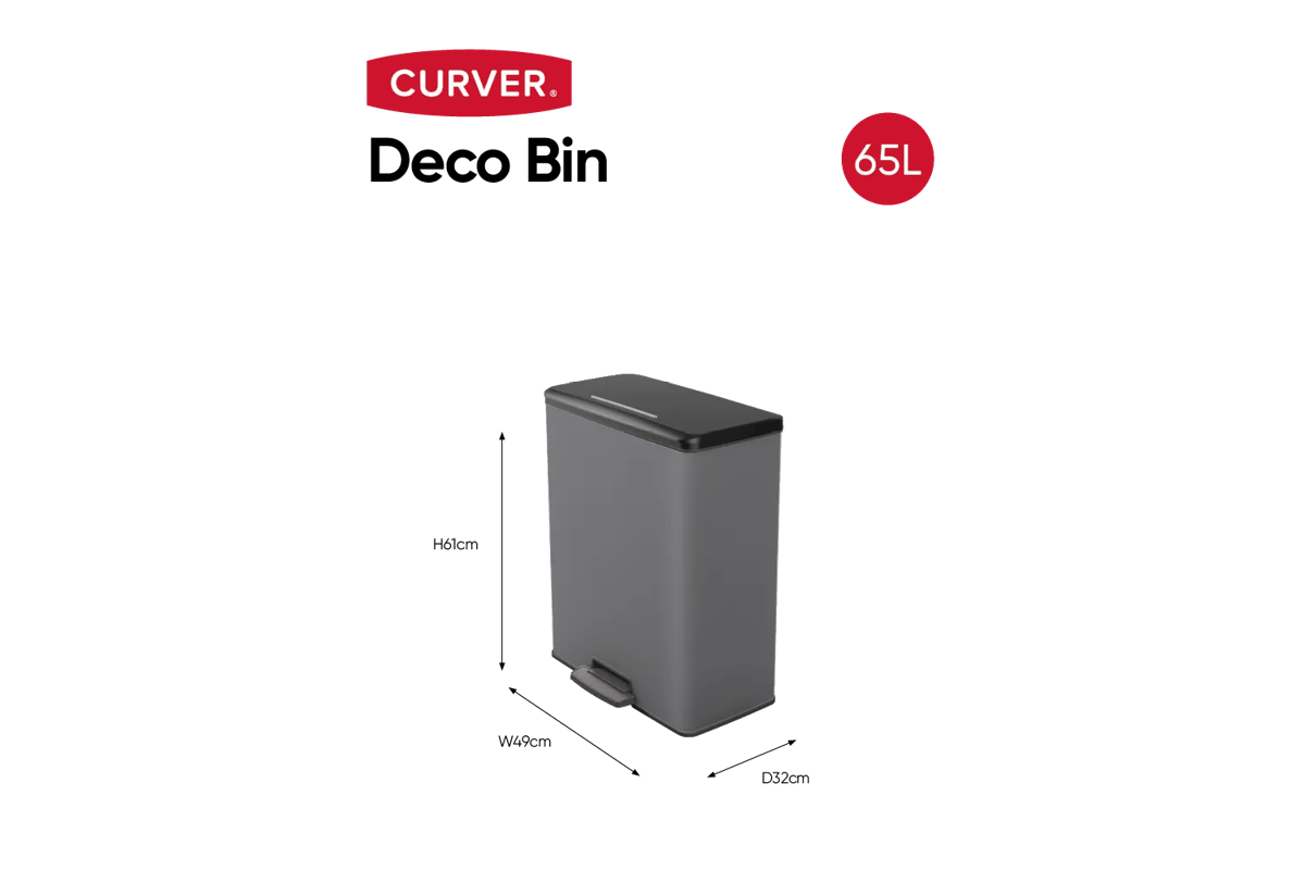 Decobin Prullenbak 65L - Grijs