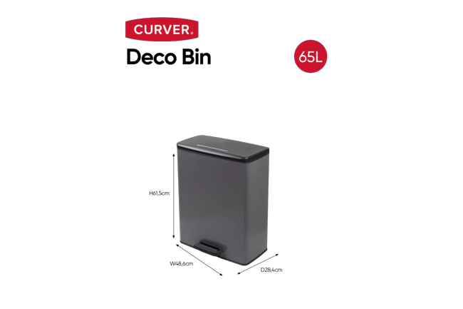 Decobin Prullenbak 65L - Grijs