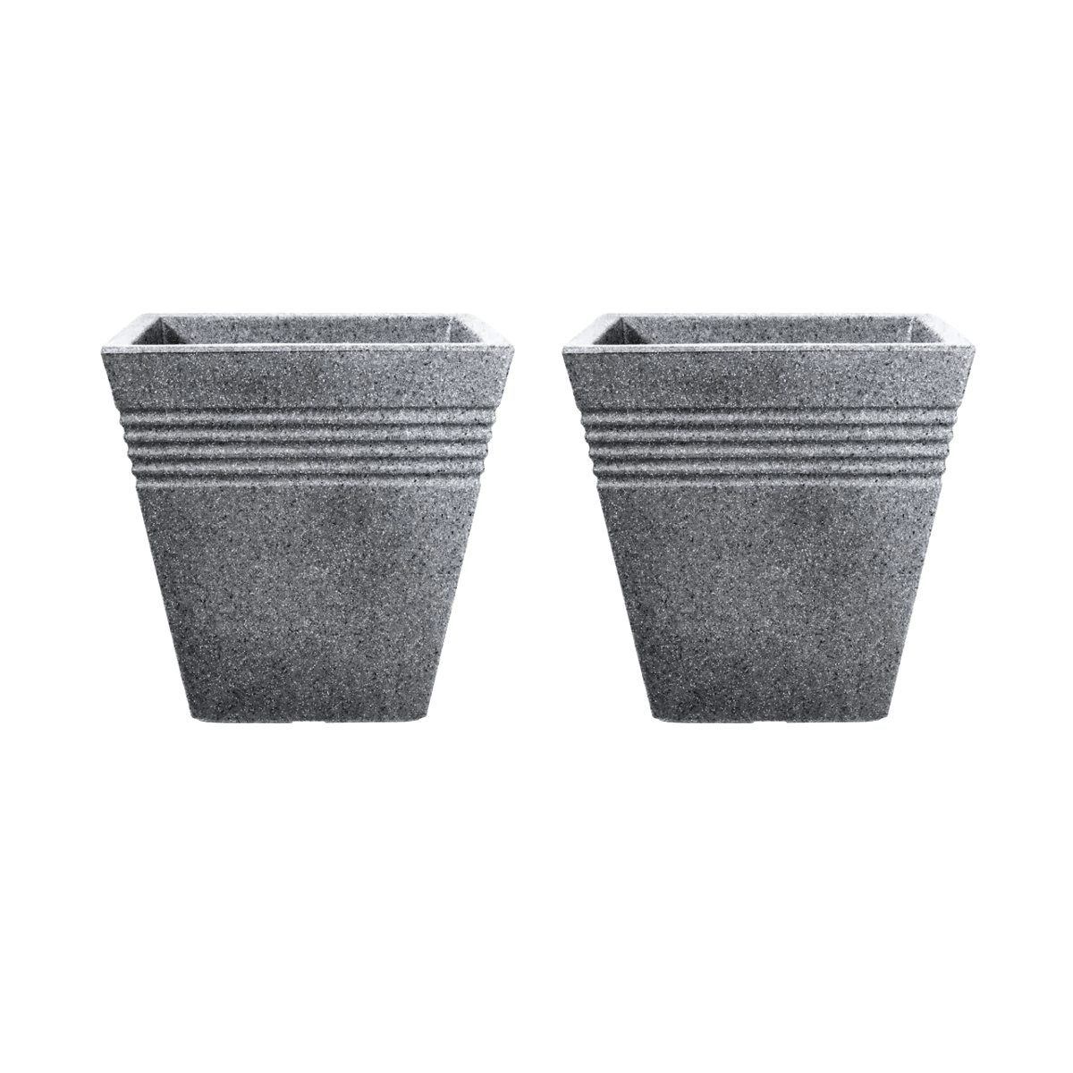Piazza Square Planter 34cm Set of 2 - Alpine Grey