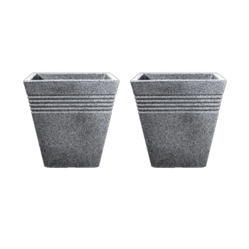 Piazza Square Planter 34cm Set of 2 - Alpine Grey - Planters
