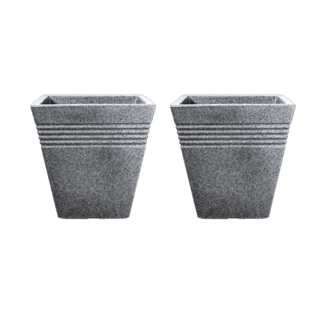 Piazza Square Planter 34cm Set of 2 - Alpine Grey