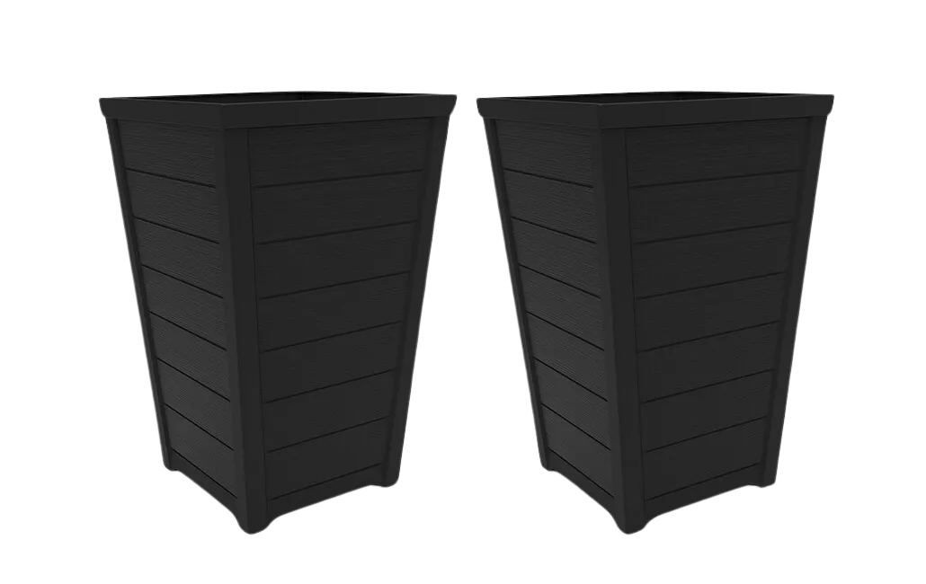 Taper Square Planter 37cm Set of 2 - Graphite