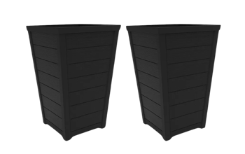 Taper Square Planter 37cm Set of 2 - Grey - Planters