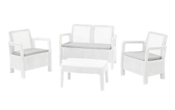 Conjunto de exterior de 4 plazas Tarifa - Blanco - Conjunto de sofás, sillones y mesa