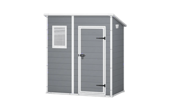 Caseta de exterior Manor Pent 6x4 - 183,5x111x200,5 cm y 1,8m2 - Gris - Casetas pequeñas